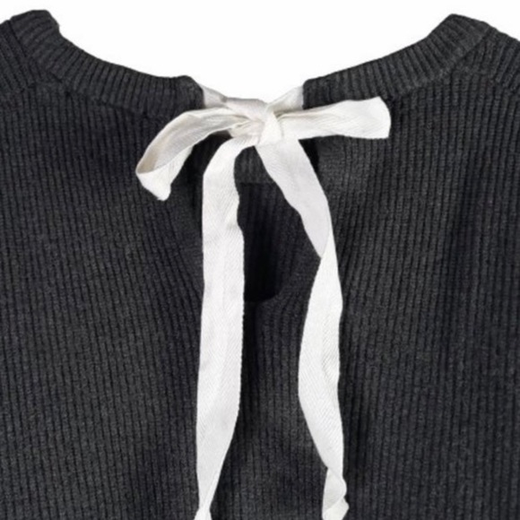 Zara Women's Dark Gray Tie Back Soft Knit Cropped Dolman sleeve Oversize Sweater - Picture 8 of 9